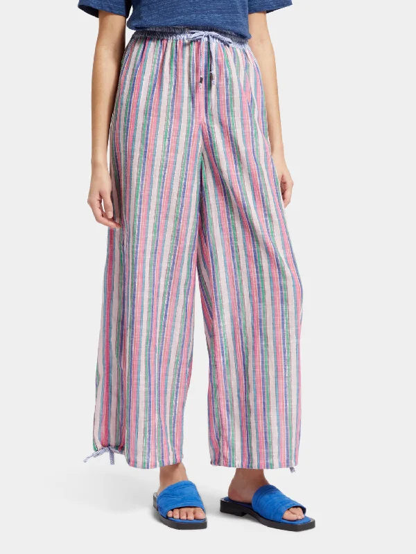 Multicolour lurex striped beach pants