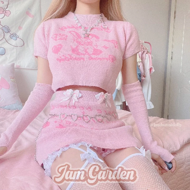 [Garden Bunny] Sweet Knit Top Skirt Set