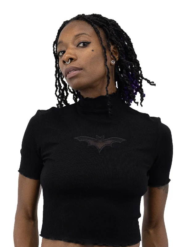 Bat Cutout Crop Top- Black FOXBLOOD