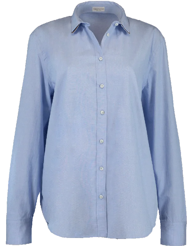 Double Collar Monili Chambray Blouse