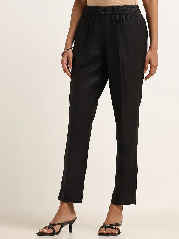 Zuba Black Straight-Fit Ethnic Pants