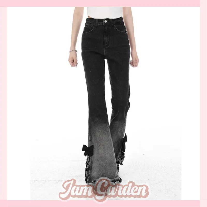 American retro slit micro-flared jeans