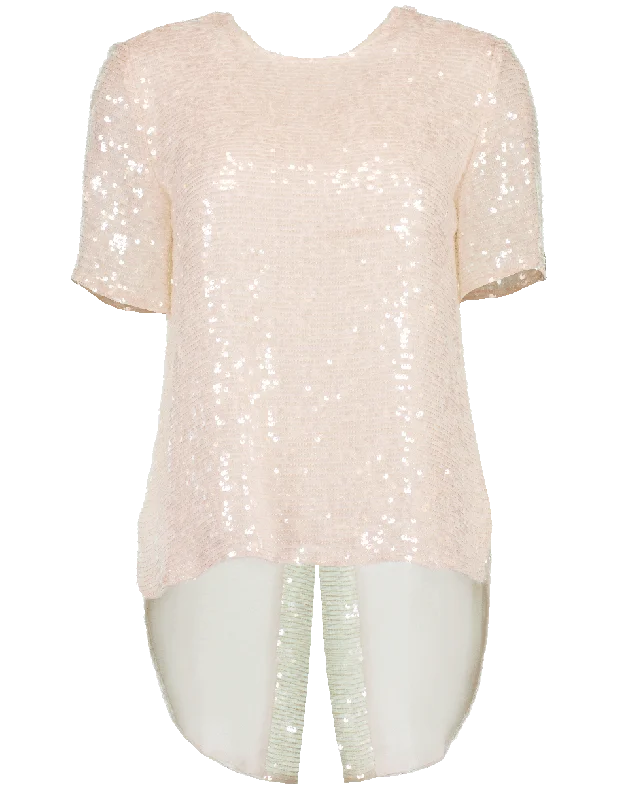 Cross Back Sequined Embroidered Tee