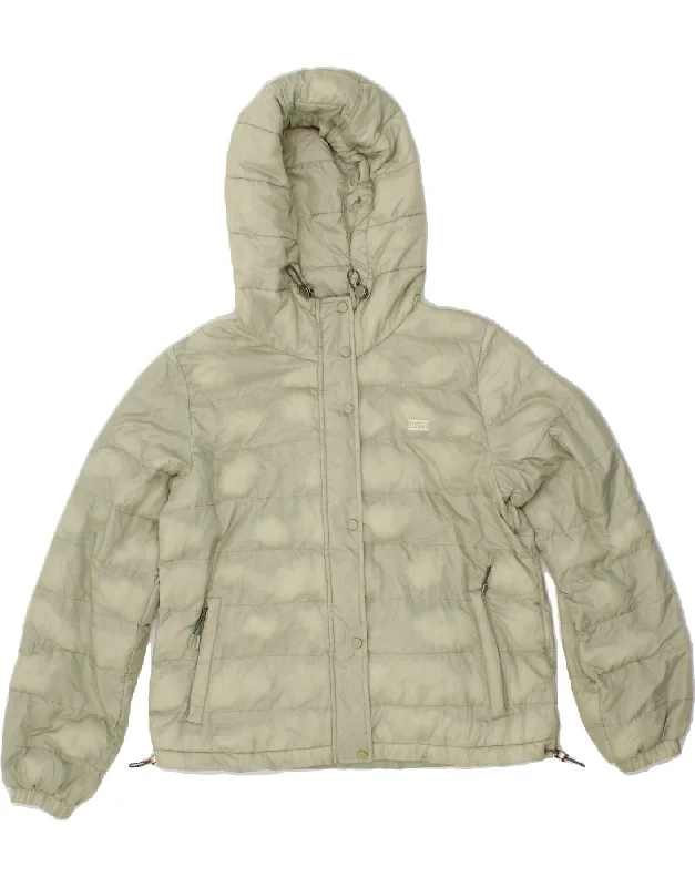 LEVI'S Womens Hooded Padded Jacket UK 10 Small Grey Polyester