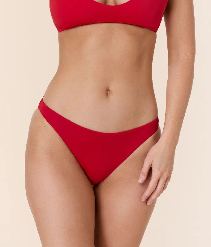 The Cheeky Bikini Bottom - Flat - Cherry Red