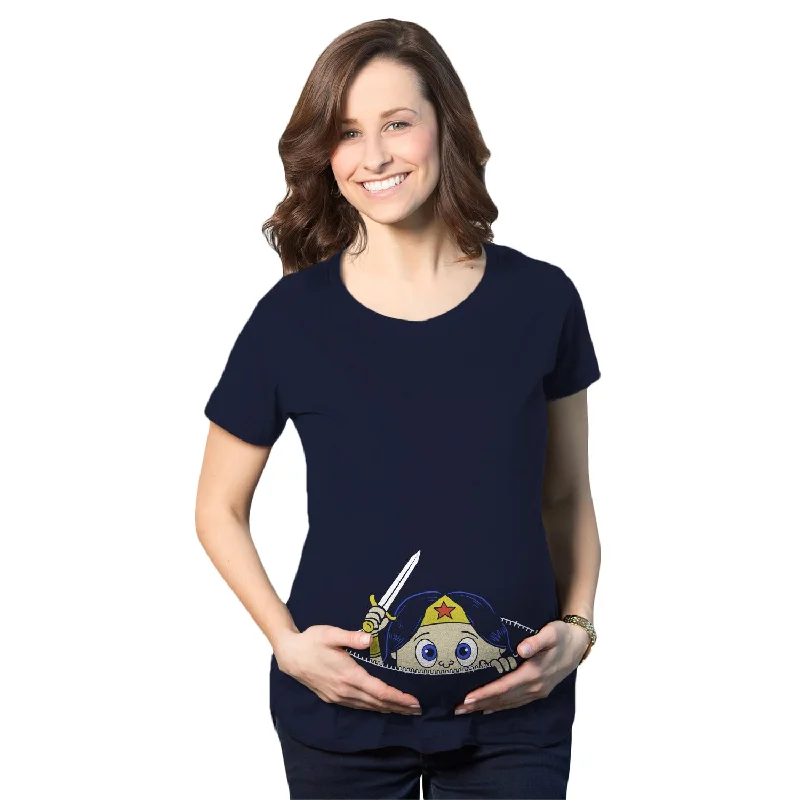 Peeking Warrior Woman Maternity T Shirt