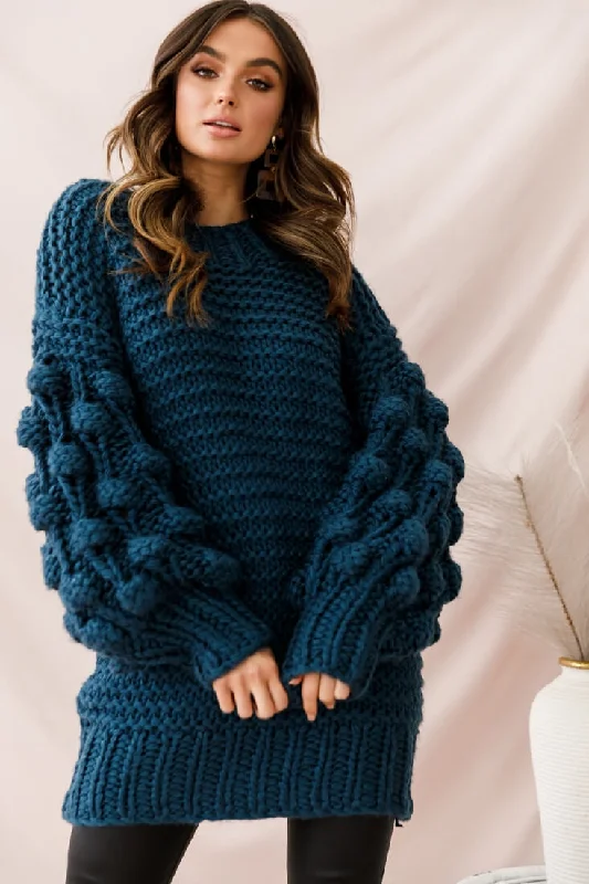 Moscow Chunky Knit Oversized Sweater Teal