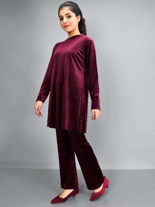 Velvet Top -Maroon