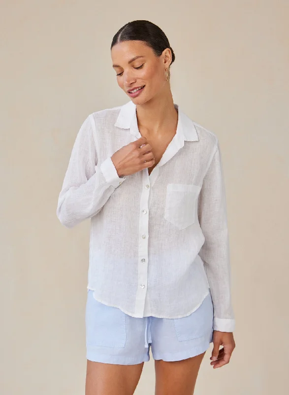 Linen Pocket Button Down - White