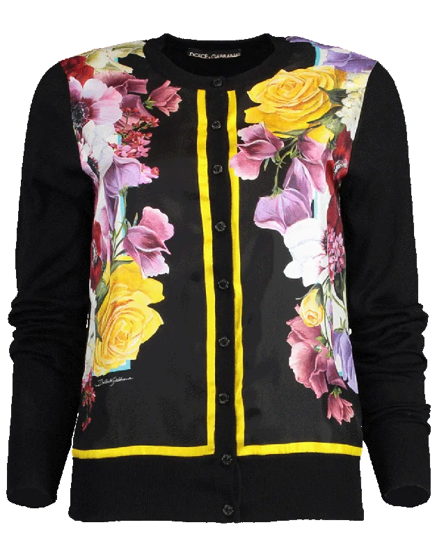 Silk Floral Front Cardigan