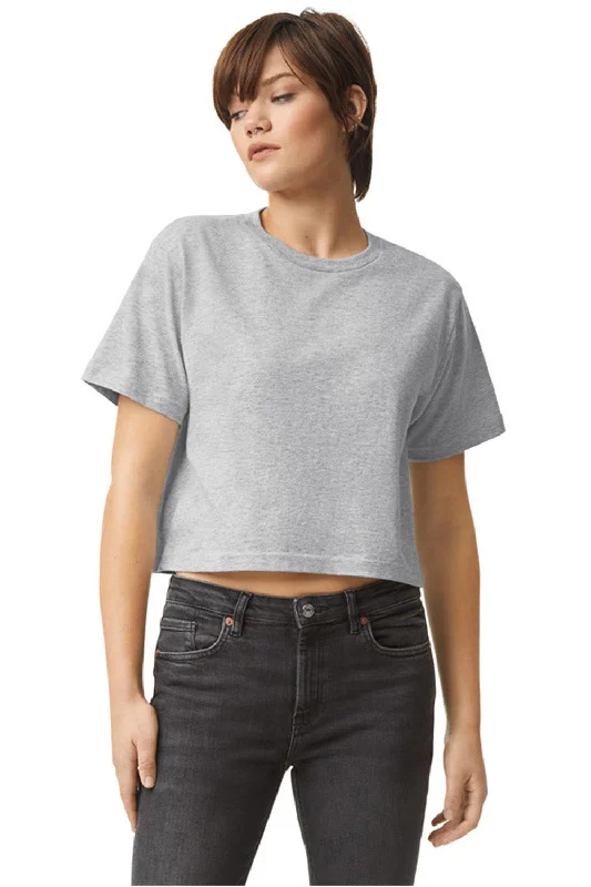 American Apparel Womens Fine Jersey Boxy Short Sleeve Crewneck T-Shirt - Heather Grey