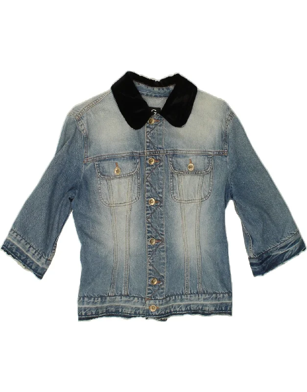 DOLCE & GABBANA Womens 3/4 Sleeve Denim Jacket UK 14 Medium Blue Cotton