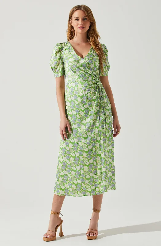 Martina Floral Ruched Midi Dress