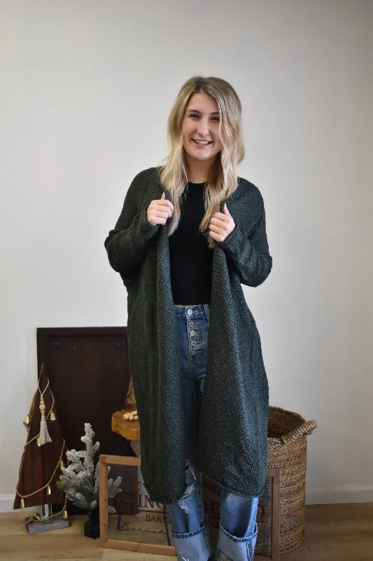 Hunter Green Knit Duster Cardigan