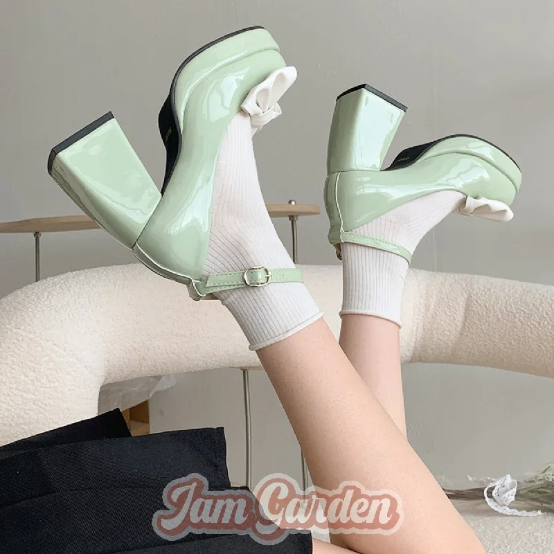 Summer Chunky High Heels Bow French Mary Jane Shoes