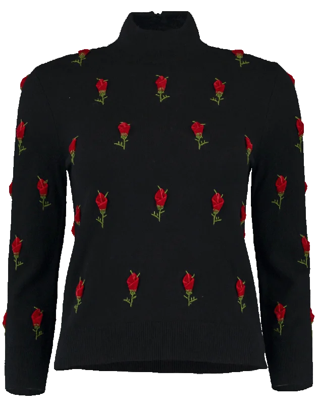 Rose Embroidered Starlet Sweater