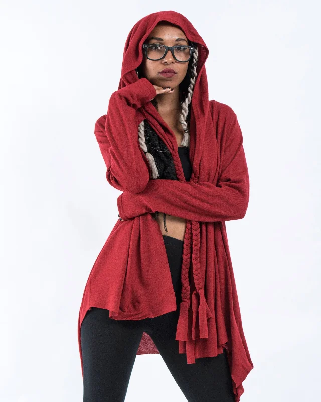 Hooded Cardigan in Red