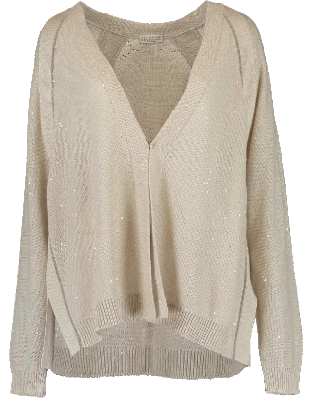 Linen Silk Paillette Cardigan