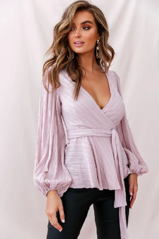 Macy Fit & Flare Wrap Top Mauve