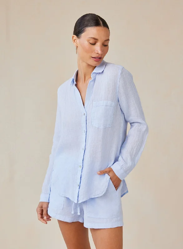 Linen Pocket Button Down - Perennial Blue