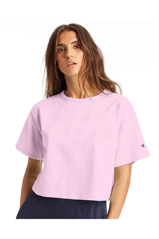 Champion Womens Heritage Cropped Short Sleeve Crewneck T-Shirt - Candy Pink