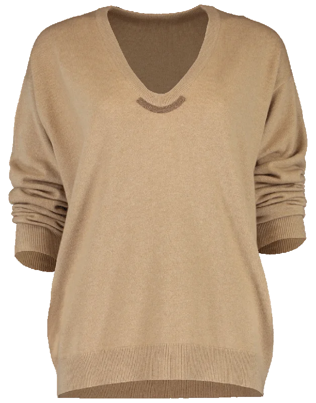 Solomeo Yarn Tab V-Neck Sweater