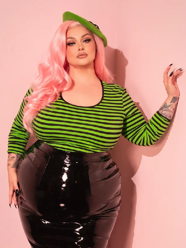 Troublemaker Top in Slime Green and Black Stripes - Vixen by Micheline Pitt