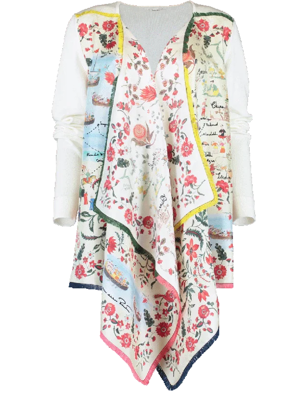 Drape Front Print Cardigan