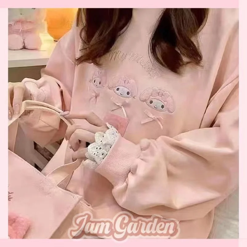 Sanrio Lace Fake Two-piece Long-Sleeved Sweatshirt Top