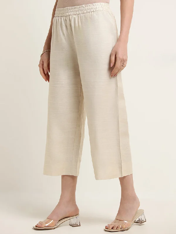 Zuba Beige Mid Rise Pants