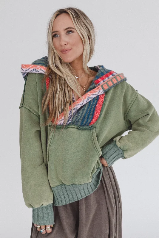 Nori Hoodie Pullover Top - Sage