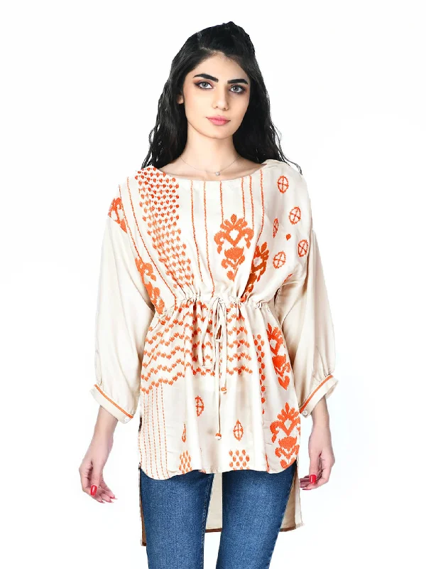 Embroidered Silk Top