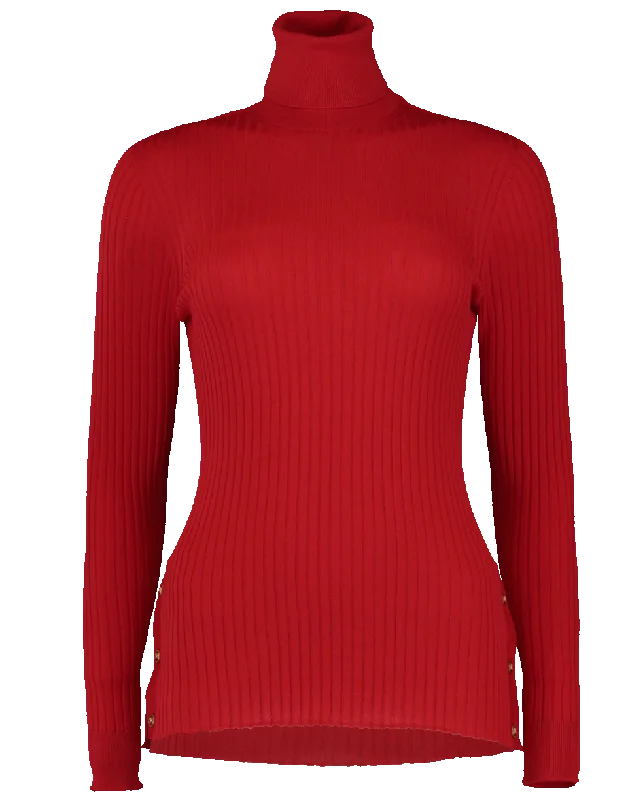 Ribbed Knit Turtleneck Top