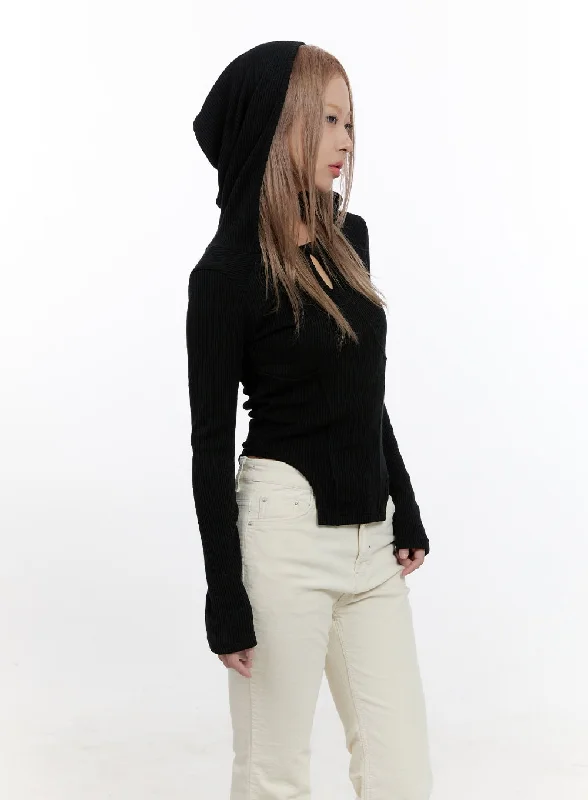 Cut Out Slim Fit Hoodie CN425