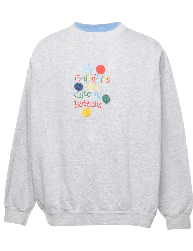 My Grandkids Are Cute As Buttons Embroidered Sweatshirt - L