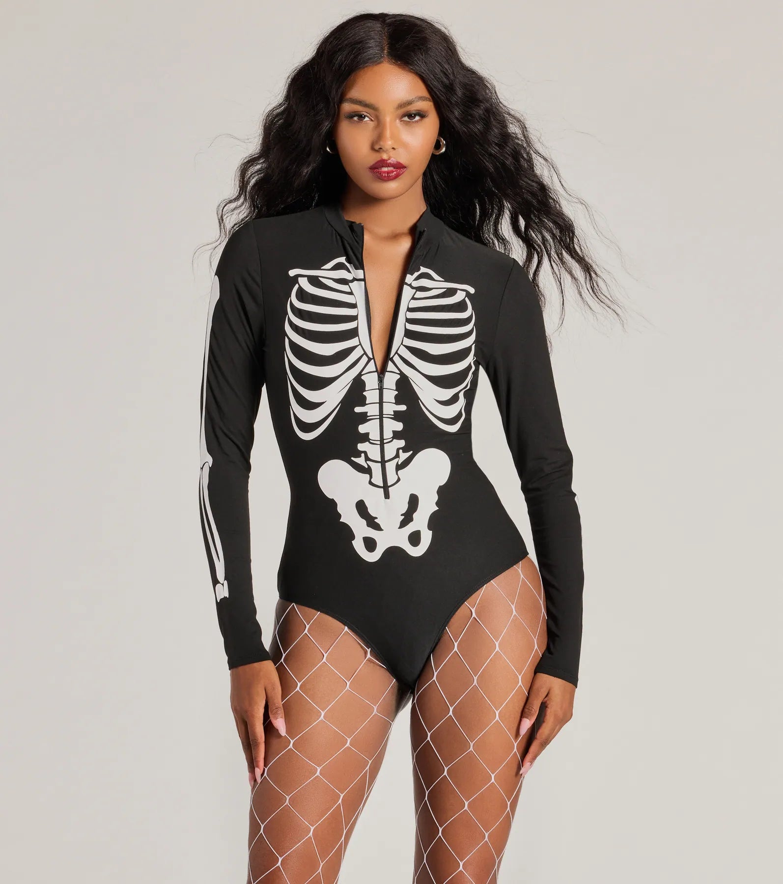 Glam Ghoul Skeleton Print Bodysuit