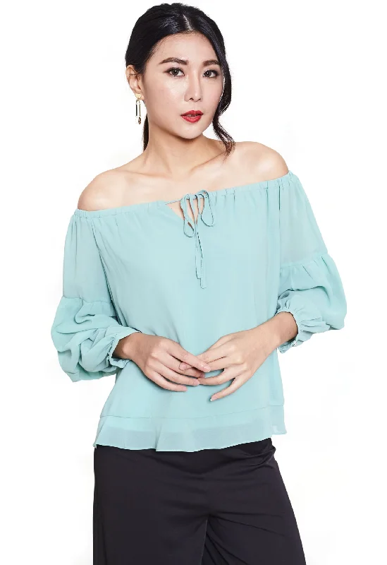 Flounce Sleeve Off Shoulder Blouse