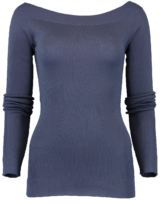 Ribbed Wide Neck Pullover