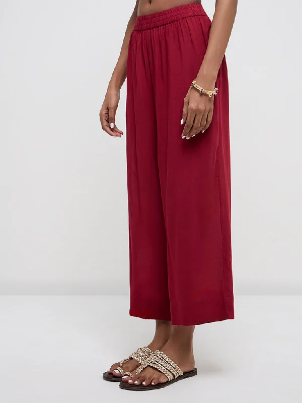 Zuba Red High-Rise Ethnic Pants